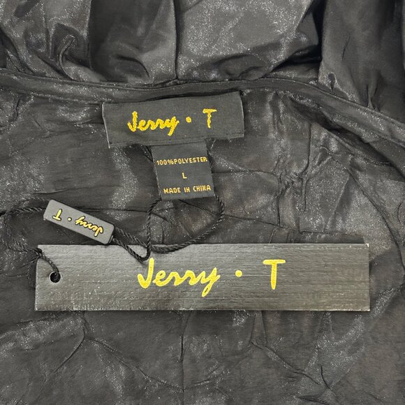 Jerry T Black Crinkle Long Jacket Coat Size Large - NWT - Picture 9 of 16